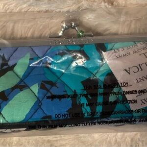 Vera Bradley Teal and Black Camofloral Floral Pouch